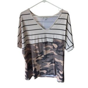 Women's Striped and Camouflage Top 2XL